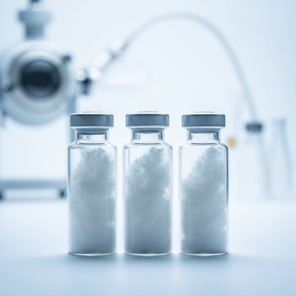 Vials de peptides lyophilisés au laboratoire